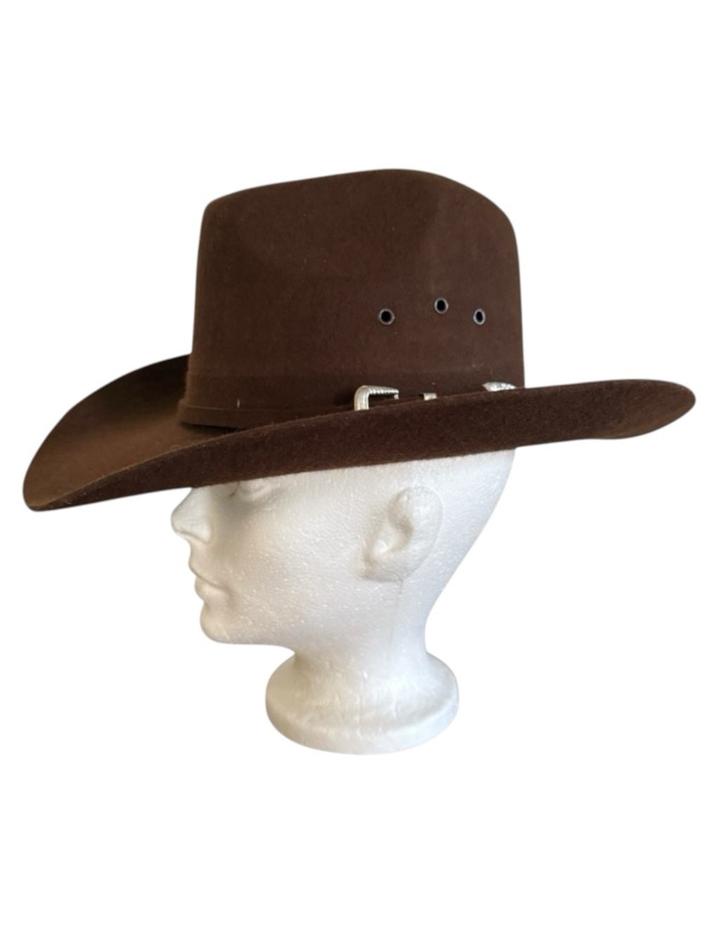 VTG Australian By CLI Dark Brown Cowboy Hat Size 53 5X Wool Felt Buckle Band